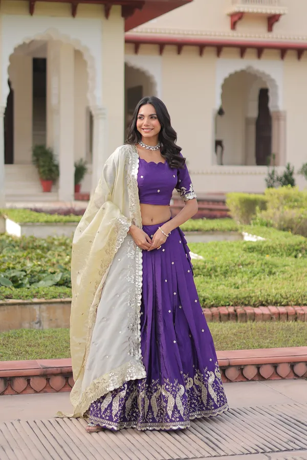 Elegant_Gold_Crush_Lehenga_adorned_with_sequins_and_zari_embroidered_work,_paired_with_an_unstitched_blouse_�_a_perfect_blend_of_shimmer_and_traditional_charm_for_festive_occasions._?