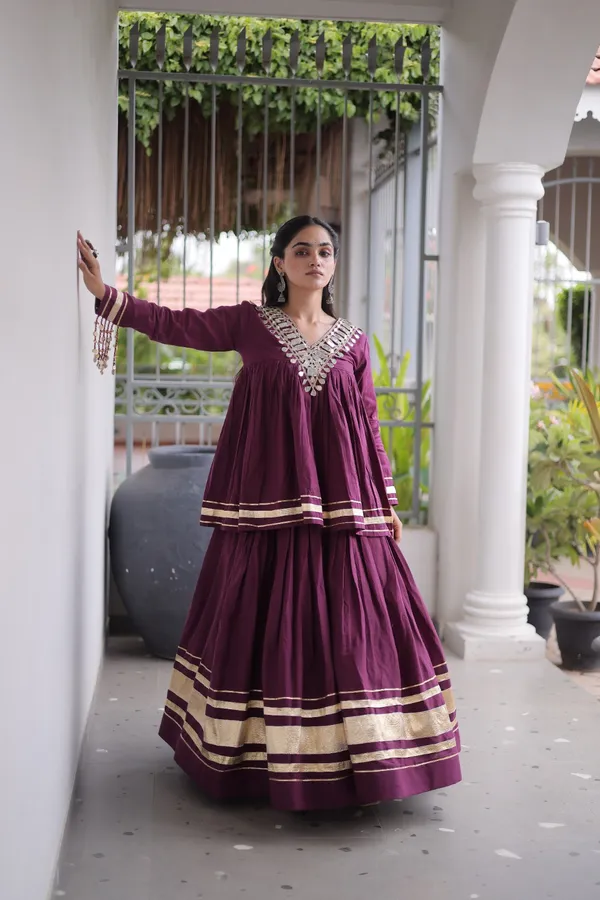 Elegant_Kora_Cotton_Lehenga_designed_with_beautiful_Zari_Patta_and_Gota_Patti_lace_work,_giving_a_rich_traditional_look._Paired_with_a_stitched_blouse_�_perfect_for_festive_and_Navratri_wear._?