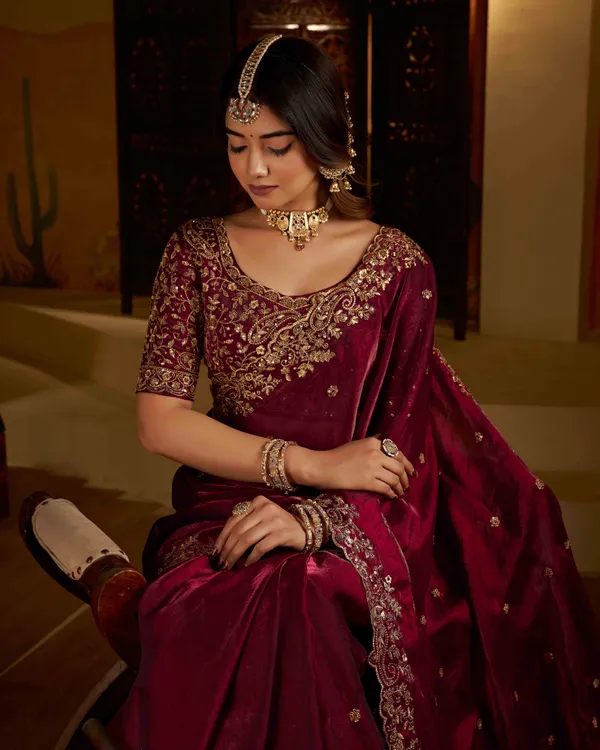 Wine_Colour_Satin_Silk_Saree_with_Heavy_Embroidery_Work_Blouse_Designer_Wedding_&_Party_Wear_Ethnic_Saree_for_Women
