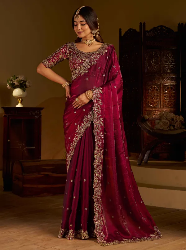 Wine_Colour_Satin_Silk_Saree_with_Heavy_Embroidery_Work_Blouse_Designer_Wedding_&_Party_Wear_Ethnic_Saree_for_Women