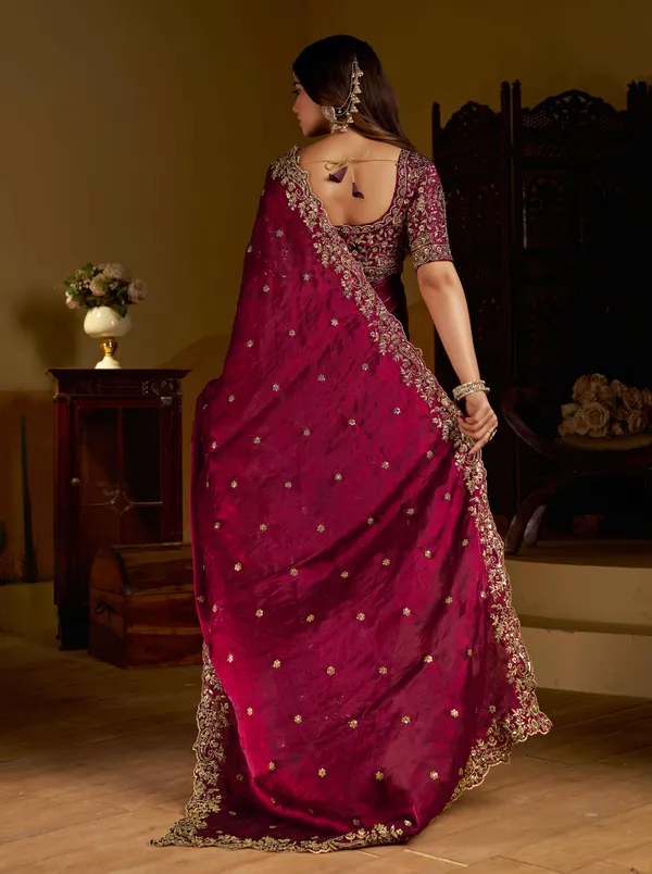 Wine_Colour_Satin_Silk_Saree_with_Heavy_Embroidery_Work_Blouse_Designer_Wedding_&_Party_Wear_Ethnic_Saree_for_Women