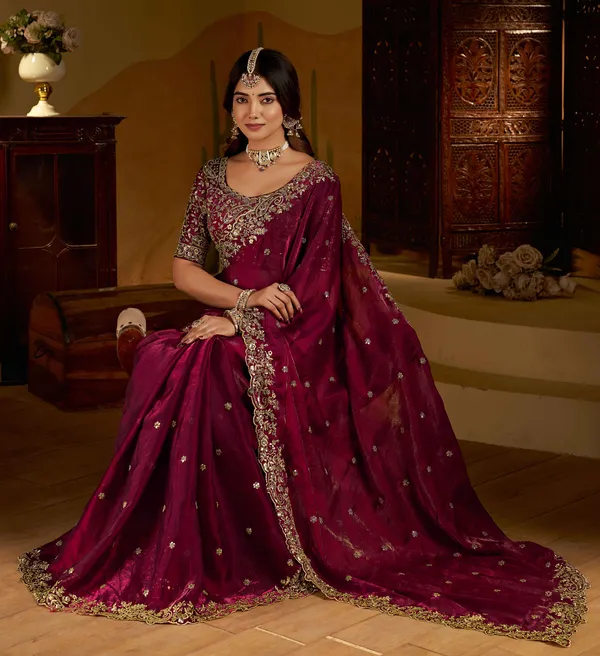 Wine_Colour_Satin_Silk_Saree_with_Heavy_Embroidery_Work_Blouse_Designer_Wedding_&_Party_Wear_Ethnic_Saree_for_Women