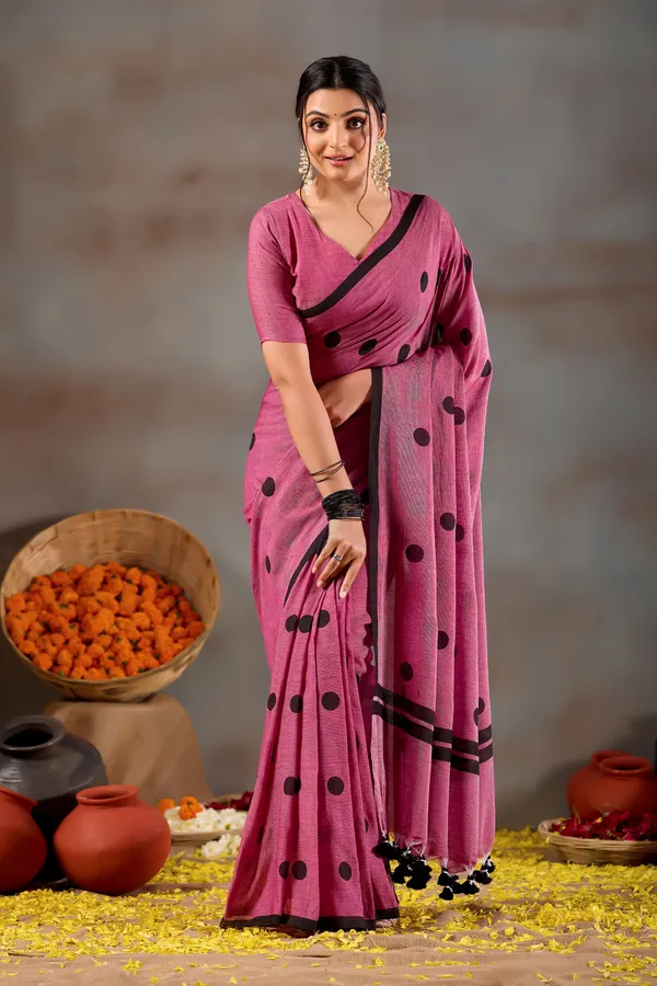 Pink_Handloom_Print_Cotton_Saree