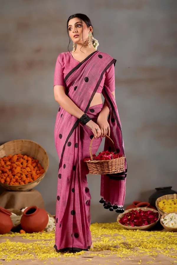 Pink_Handloom_Print_Cotton_Saree