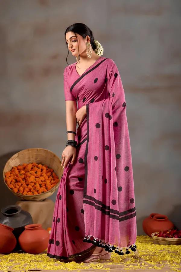 Pink_Handloom_Print_Cotton_Saree