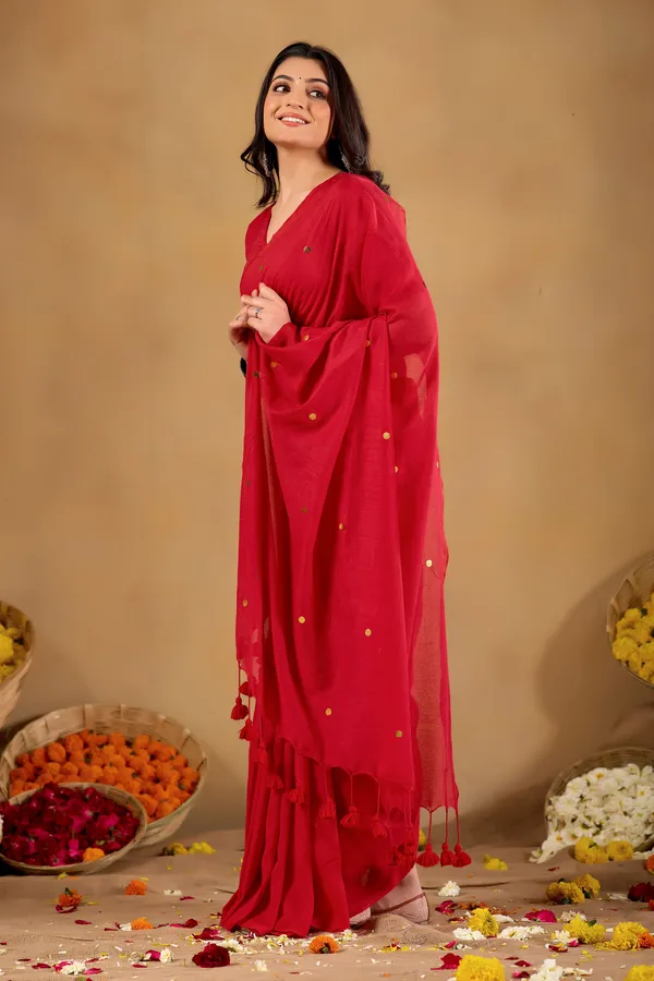 Red_Handloom_Gini_Cotton_Saree