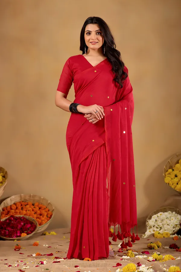 Red_Handloom_Gini_Cotton_Saree