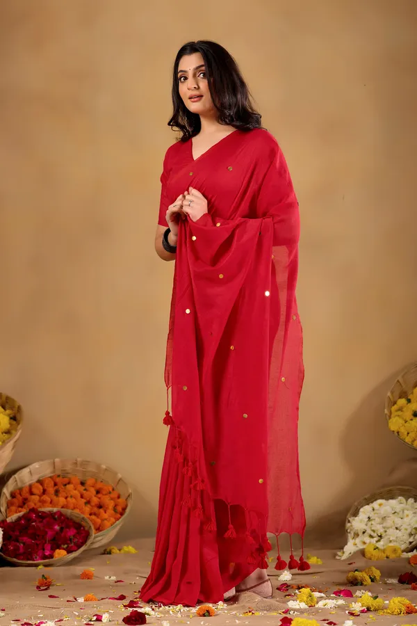 Red_Handloom_Gini_Cotton_Saree