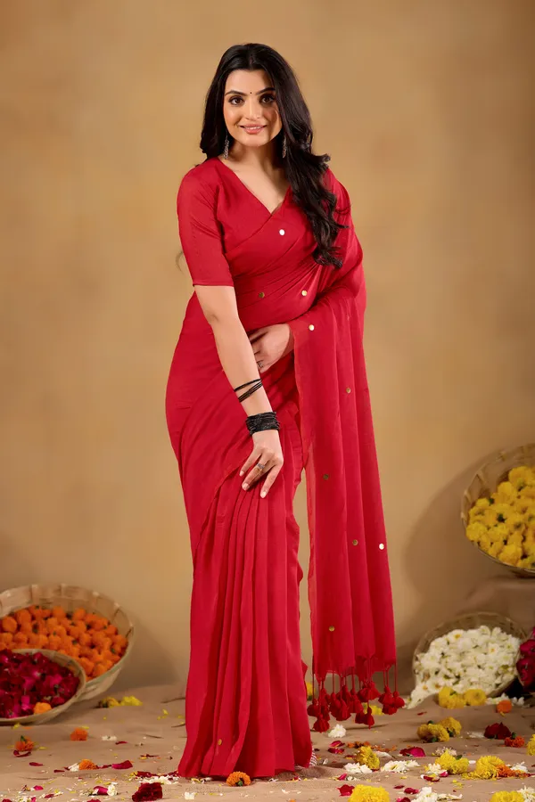 Red_Handloom_Gini_Cotton_Saree