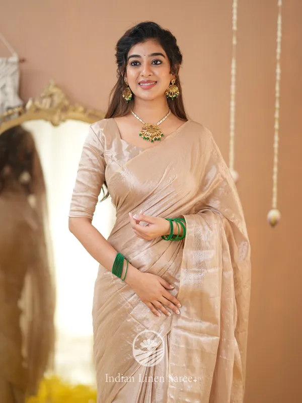 Beige_Handloom_Tissue_Saree_With_Designer_Blouse
