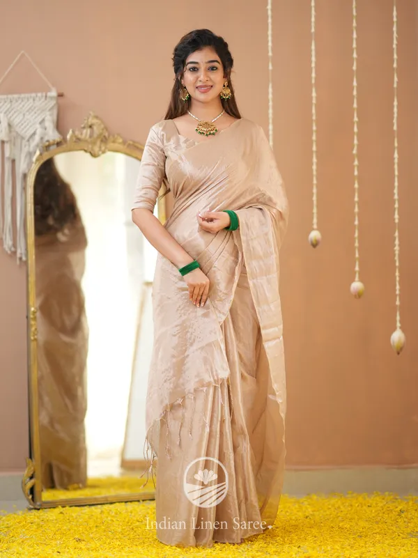 Beige_Handloom_Tissue_Saree_With_Designer_Blouse