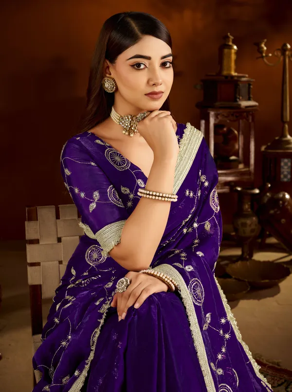 Violet_Satin_Silk_Saree_with_Heavy_Embroidered_Work