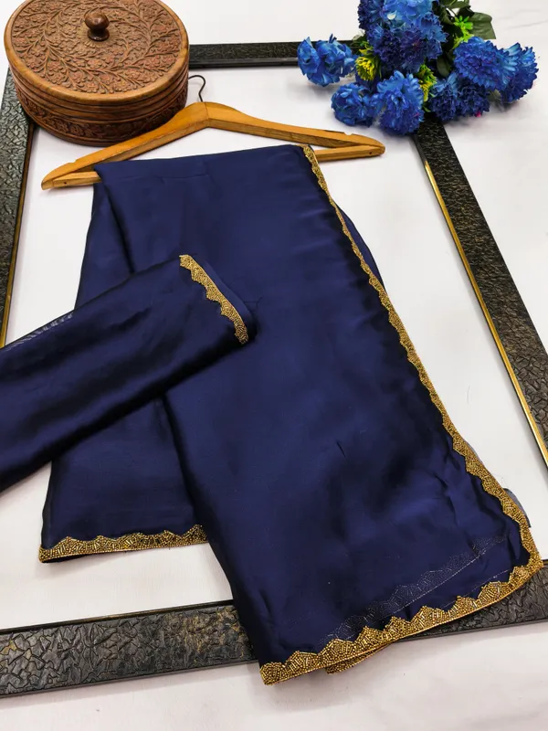 New_Party_Wear_Rangoli_Silk_Navy_Blue_color_saree_with_Blouse_and_stone_lace_Border