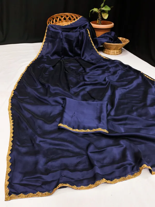 New_Party_Wear_Rangoli_Silk_Navy_Blue_color_saree_with_Blouse_and_stone_lace_Border