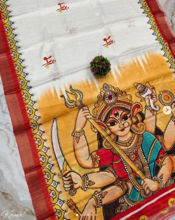 Multi_Colour_Linen_Saree_(With_Unstitched_Blouse_Piece)_(For_Women)