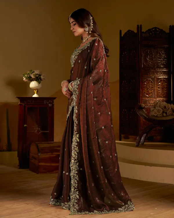 Chocolate_Color_Satin_Silk_Saree_with_Heavy_Embroidered_Work
