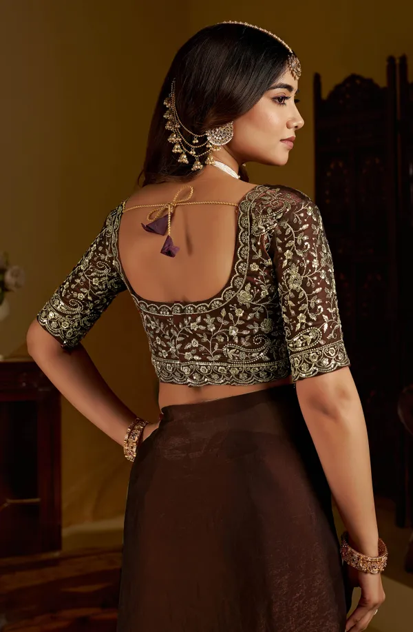 Chocolate_Color_Satin_Silk_Saree_with_Heavy_Embroidered_Work