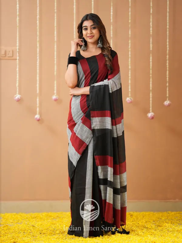 Black_Handloom_Cotton_Saree_with_Designer_Blouse