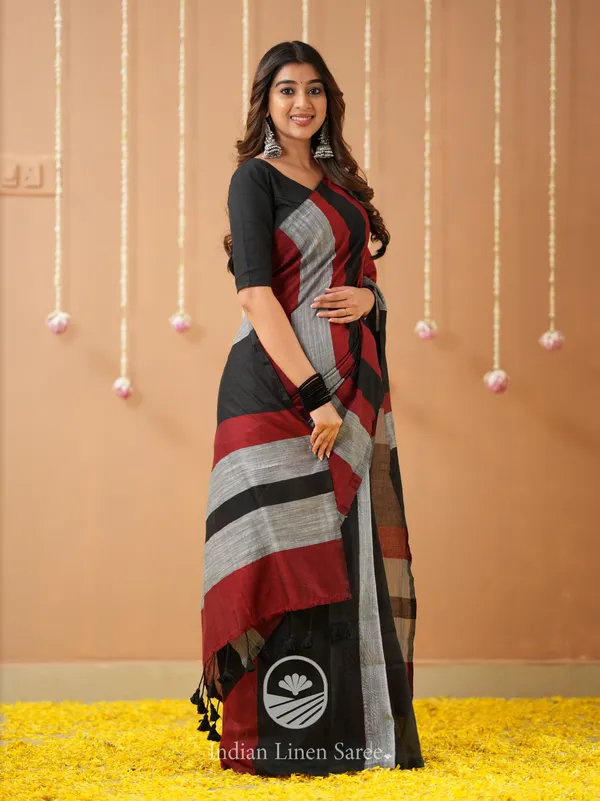 Black_Handloom_Cotton_Saree_with_Designer_Blouse