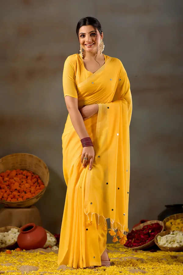 Yellow_Handloom_Gini_Cotton_Saree