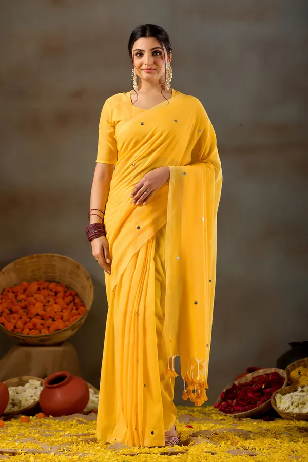 Yellow_Handloom_Gini_Cotton_Saree