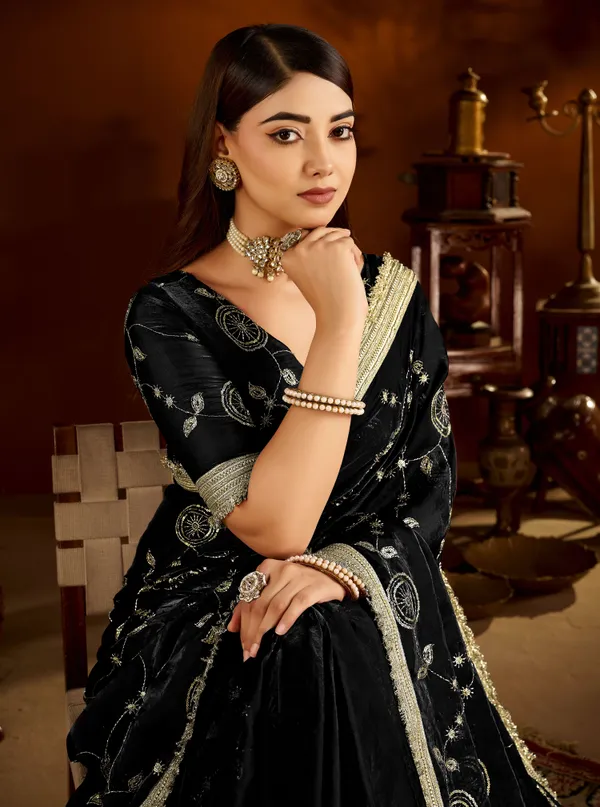 Black_Satin_Silk_Saree_with_Heavy_Embroidered_Work