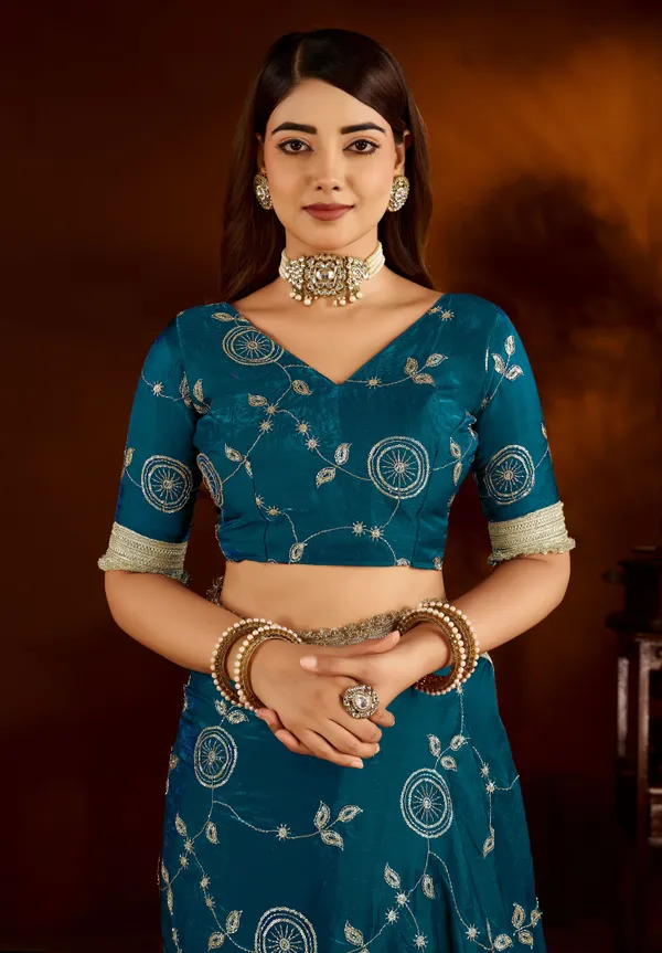 Rama_Green_Satin_Silk_Saree_with_Heavy_Embroidered_Work