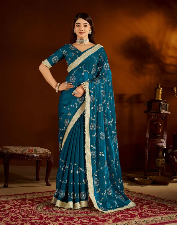 Rama_Green_Satin_Silk_Saree_with_Heavy_Embroidered_Work