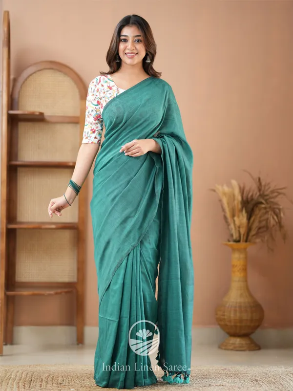 Rama_Green_Handloom_Cotton_Saree_With_Designer_Blouse