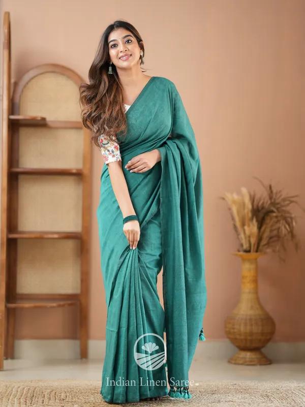 Rama_Green_Handloom_Cotton_Saree_With_Designer_Blouse
