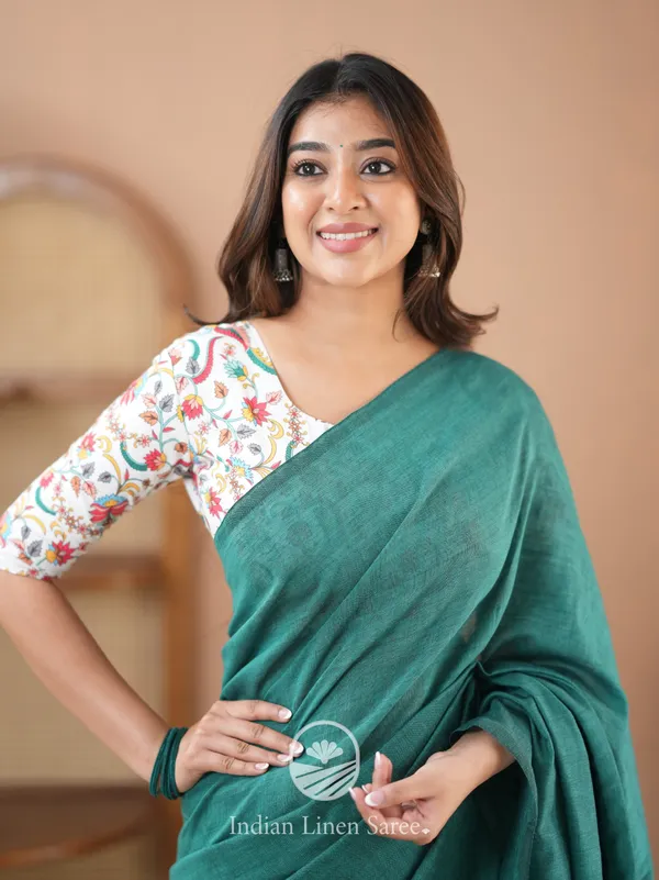 Rama_Green_Handloom_Cotton_Saree_With_Designer_Blouse