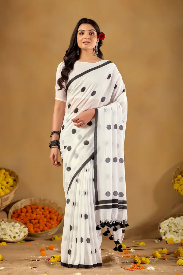 White_Handloom_Print_Cotton_Saree