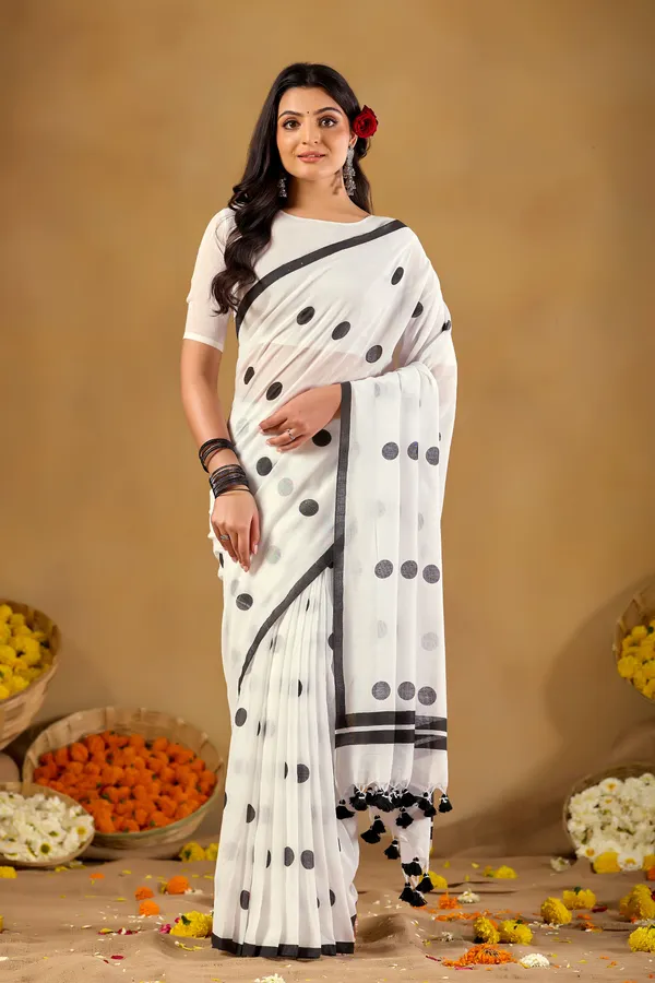 White_Handloom_Print_Cotton_Saree