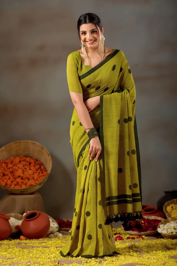 Mehandi_Green_Handloom_Print_Cotton_Saree