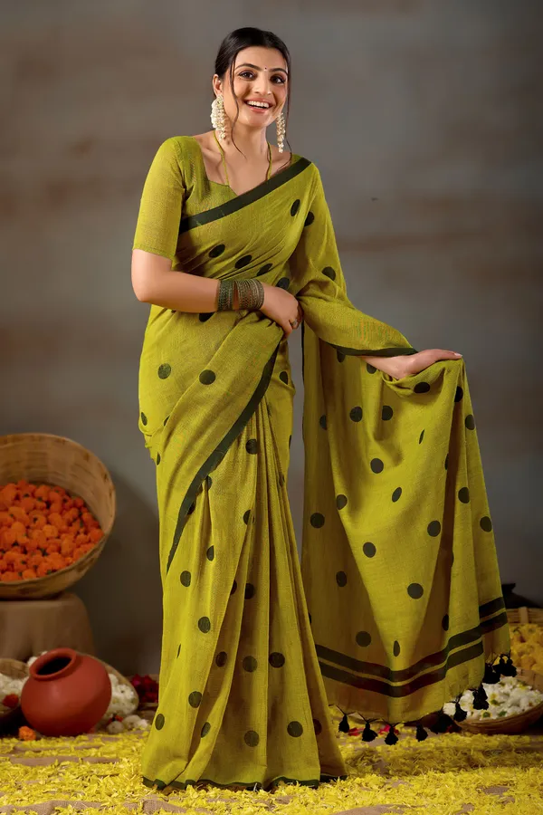 Mehandi_Green_Handloom_Print_Cotton_Saree