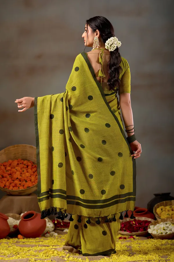 Mehandi_Green_Handloom_Print_Cotton_Saree