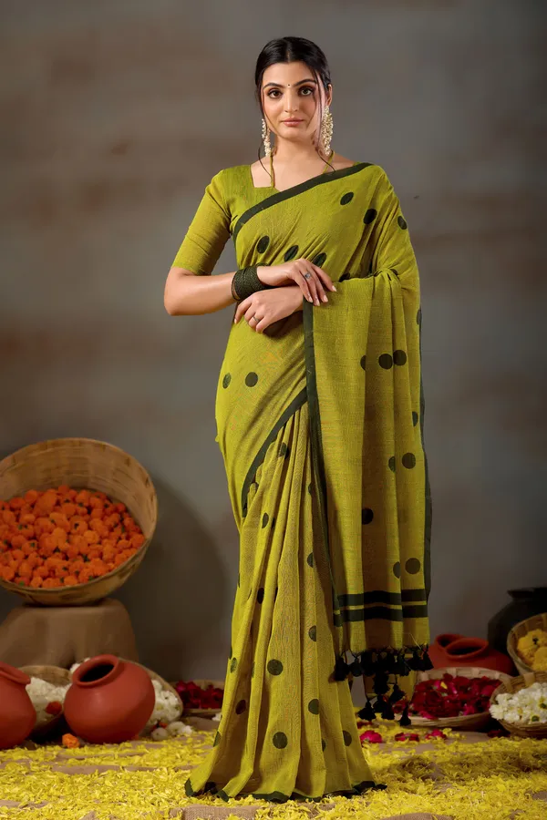 Mehandi_Green_Handloom_Print_Cotton_Saree