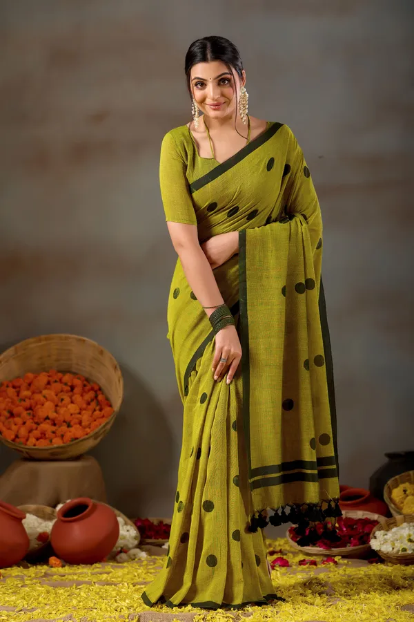 Mehandi_Green_Handloom_Print_Cotton_Saree