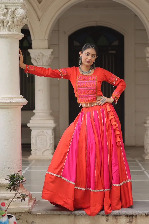 Roman-inspired_Lehenga_featuring_an_attractive_combination_of_mirror_lace_embellished_work,_paired_with_fully_stitched_lehenga_&_blouse_�_a_vibrant_and_eye-catching_choice_for_festive_and_Navratri_looks.