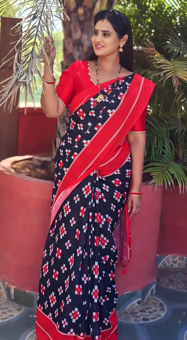 Black_Colour_Linen_Saree_(With_Unstitched_Blouse_Piece)_(For_Women)