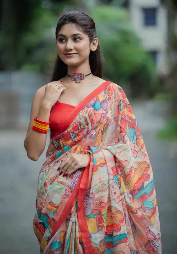Multi_Red_colour_Linen_Saree_(With_Unstitched_Blouse_Piece)_(For_Women)