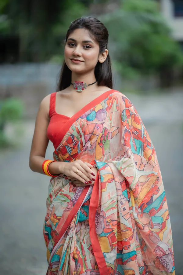 Multi_Red_colour_Linen_Saree_(With_Unstitched_Blouse_Piece)_(For_Women)