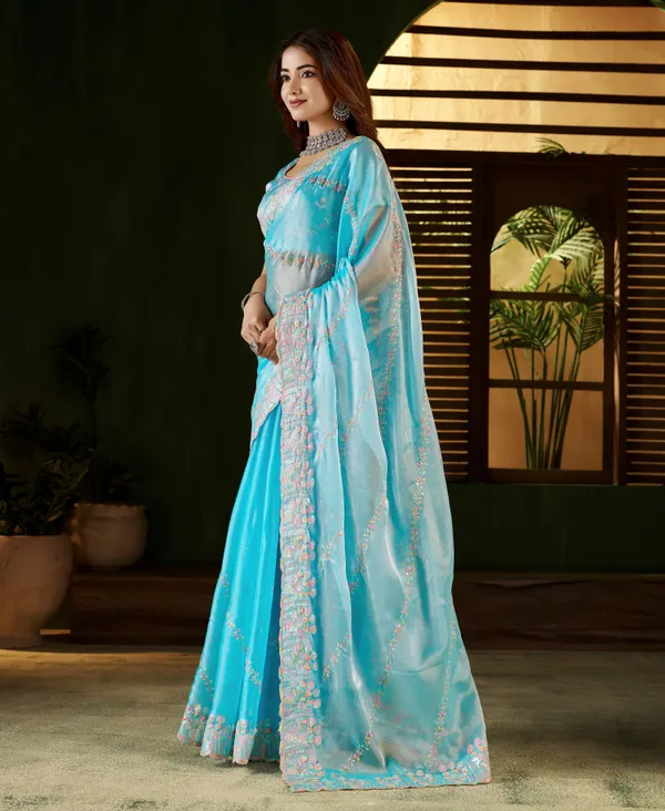Skyblue_Jimmy_Choo_Fabric_Saree_with_Multi_Thread_Embroidered_Work_for_Women