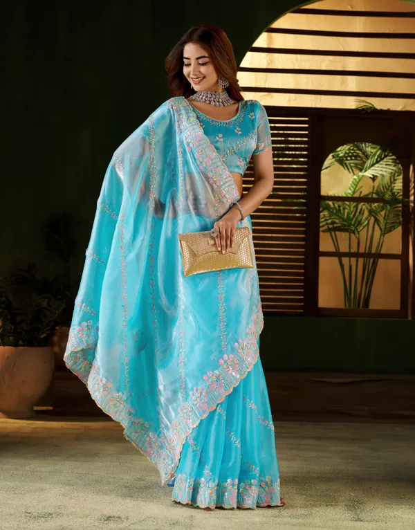 Skyblue_Jimmy_Choo_Fabric_Saree_with_Multi_Thread_Embroidered_Work_for_Women