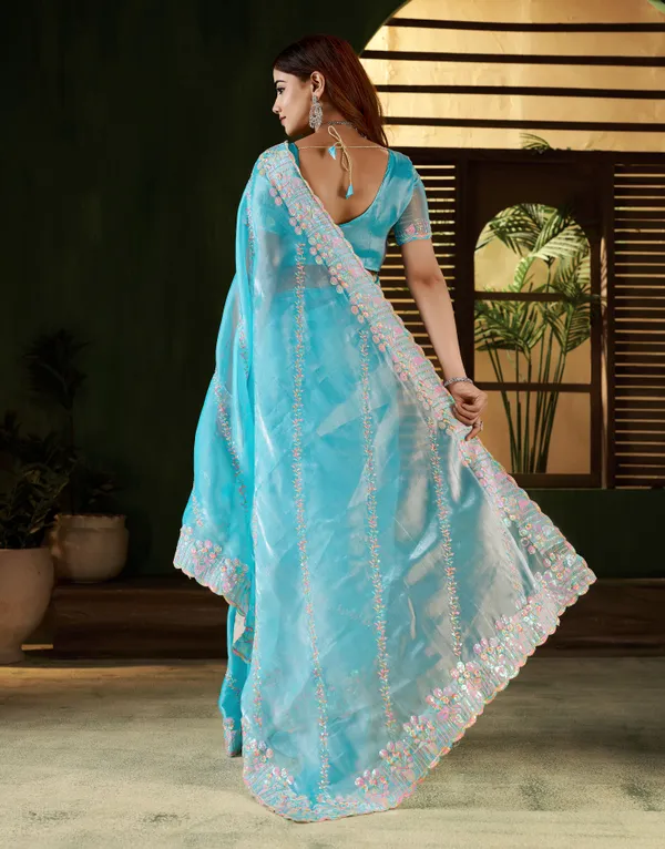 Skyblue_Jimmy_Choo_Fabric_Saree_with_Multi_Thread_Embroidered_Work_for_Women