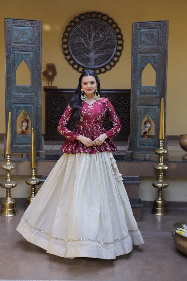 Silk_Lehenga_with_sequins,_zari_&_mirror_embellished_work,_paired_with_a_stylish_blouse._Gives_a_beautiful_flared_look_�_perfect_for_parties_&_festive_wear._Unstitched_blouse_included._?