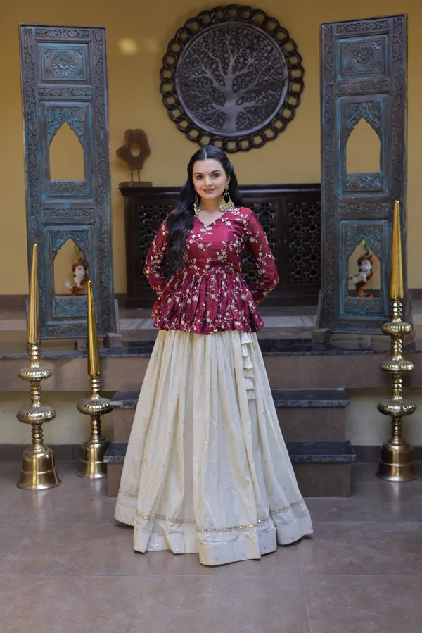 Silk_Lehenga_with_sequins,_zari_&_mirror_embellished_work,_paired_with_a_stylish_blouse._Gives_a_beautiful_flared_look_�_perfect_for_parties_&_festive_wear._Unstitched_blouse_included._?