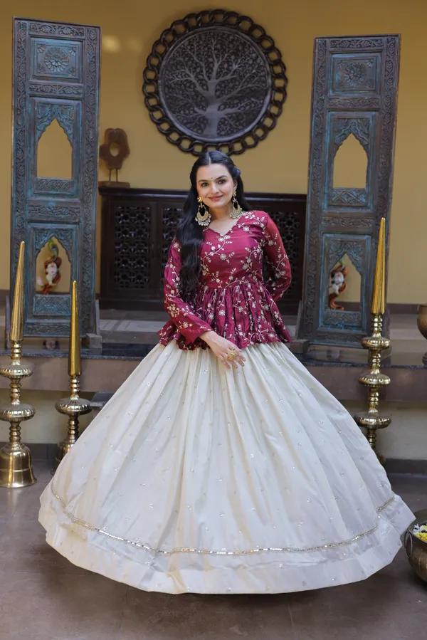 Silk_Lehenga_with_sequins,_zari_&_mirror_embellished_work,_paired_with_a_stylish_blouse._Gives_a_beautiful_flared_look_�_perfect_for_parties_&_festive_wear._Unstitched_blouse_included._?