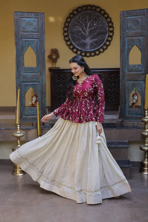Silk_Lehenga_with_sequins,_zari_&_mirror_embellished_work,_paired_with_a_stylish_blouse._Gives_a_beautiful_flared_look_�_perfect_for_parties_&_festive_wear._Unstitched_blouse_included._?
