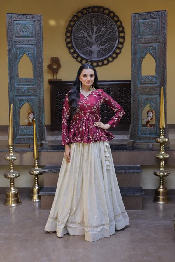 Silk_Lehenga_with_sequins,_zari_&_mirror_embellished_work,_paired_with_a_stylish_blouse._Gives_a_beautiful_flared_look_�_perfect_for_parties_&_festive_wear._Unstitched_blouse_included._?